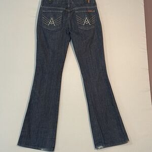 7 For All Mankind Dark Wash Bootcut Jeans Womens Size 29 "A Pocket" Island Jewel